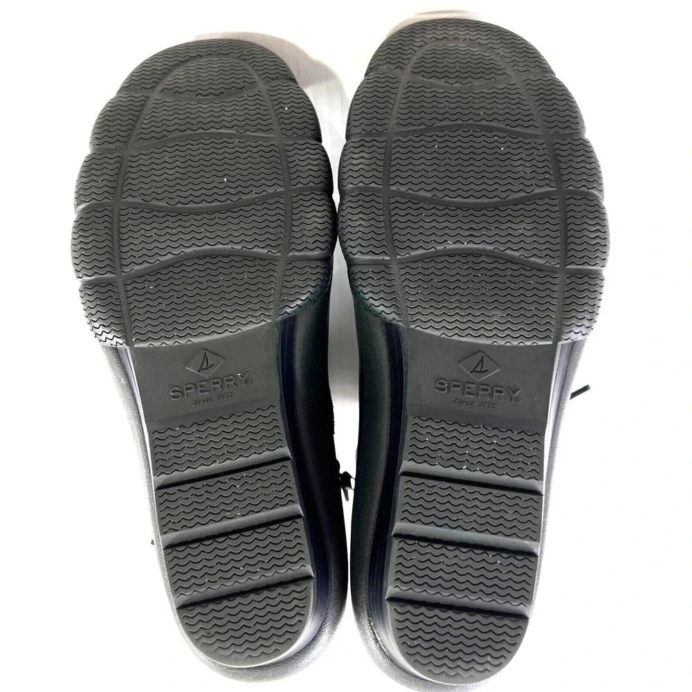 Sperry Top-Sider Womens‎ 8M Black Saltwater Wedge Tide Quilted Rain Boot Casual